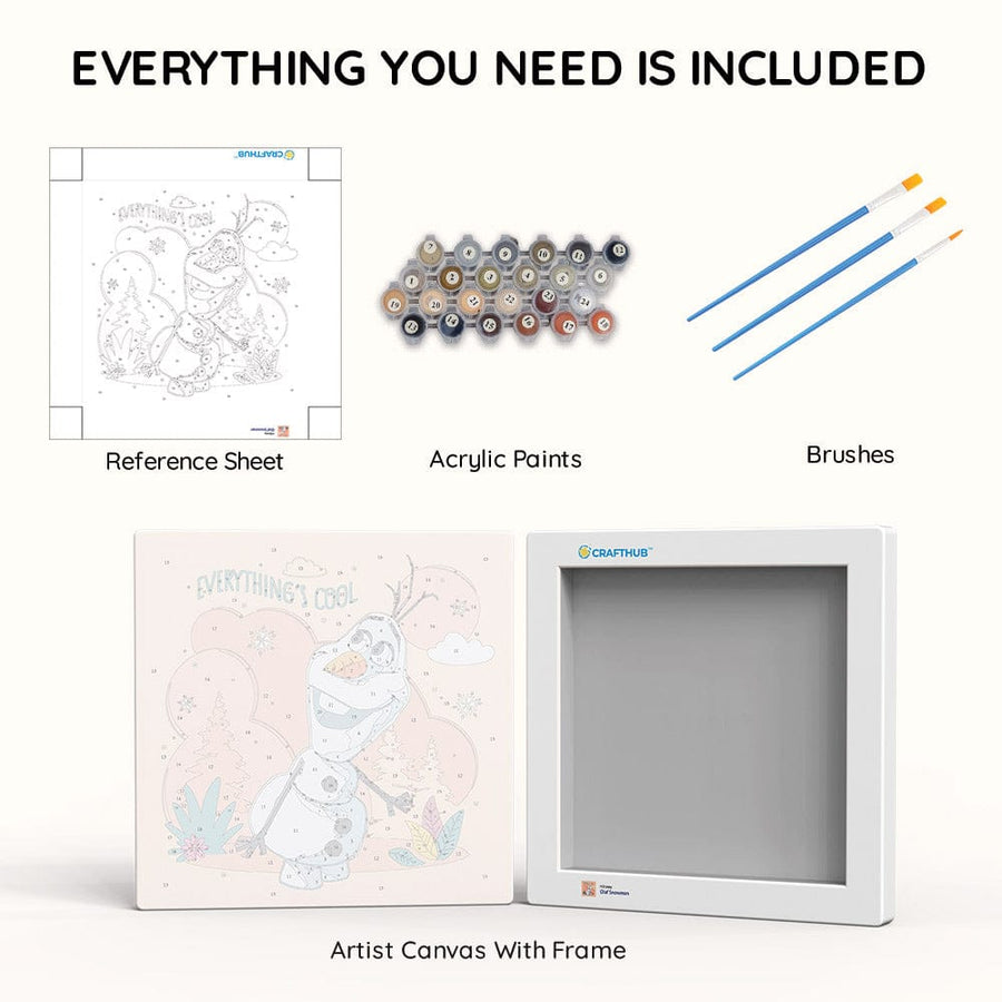 Olaf Snowman - Framed Paint By Numbers Kit